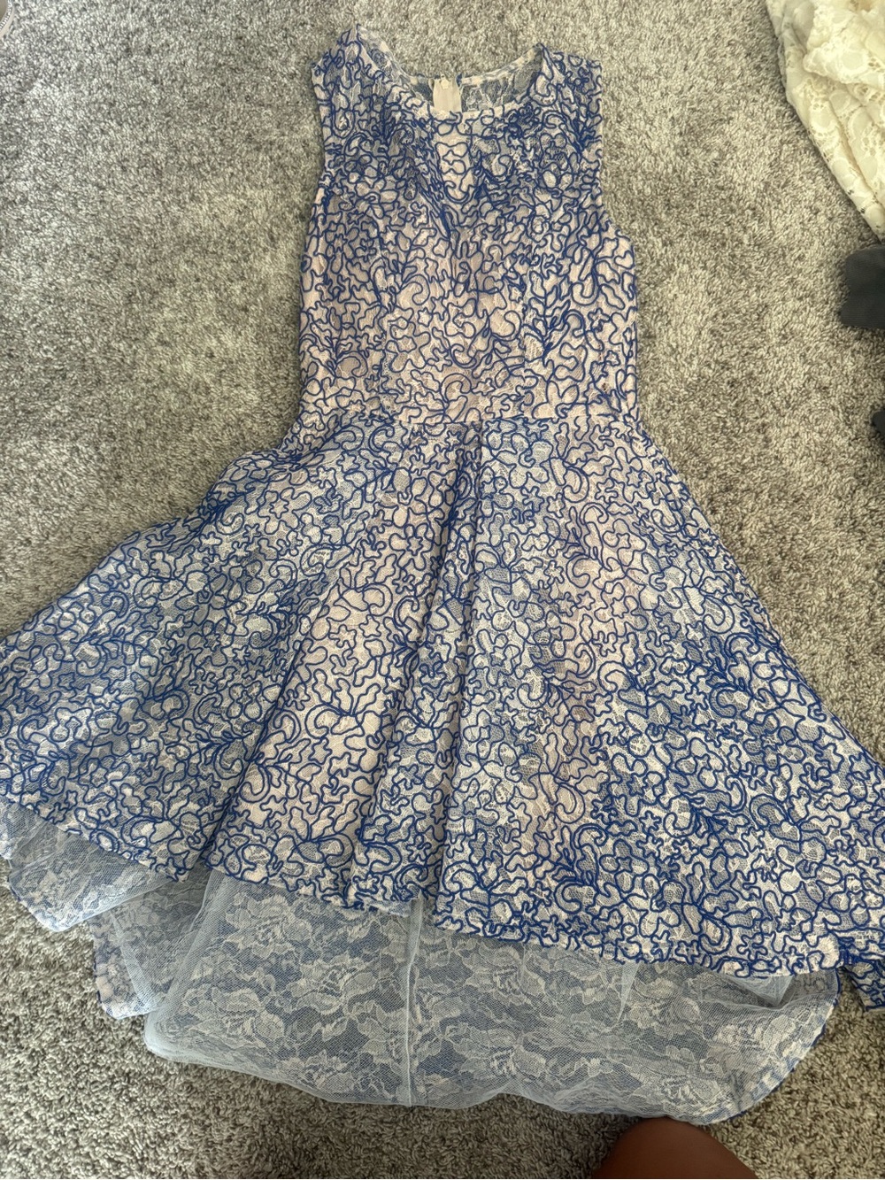 B Darlin Blue Lace Fit-and-Flare Cocktail Dress